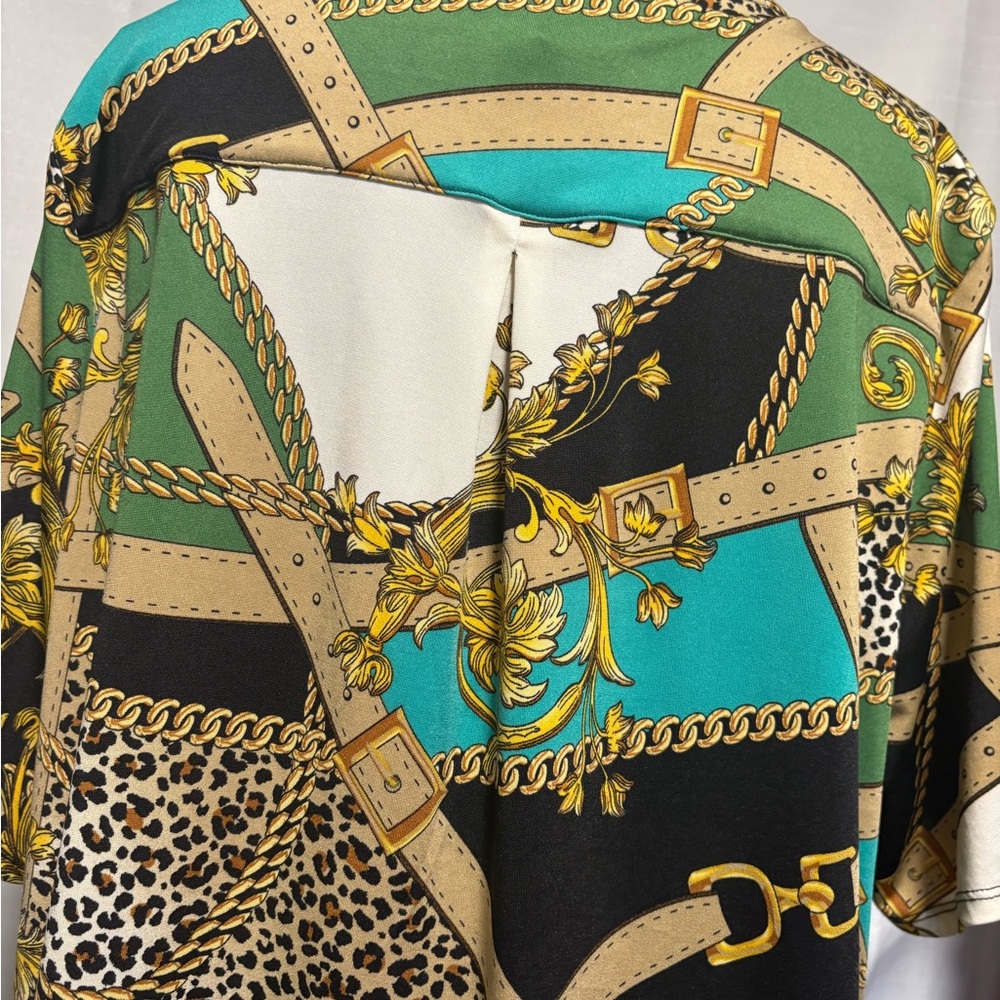 Y2K Elegant Women's Baroque Pattern Top. Vibrant, Colorful and Sophisticated! - Picture 4 of 5